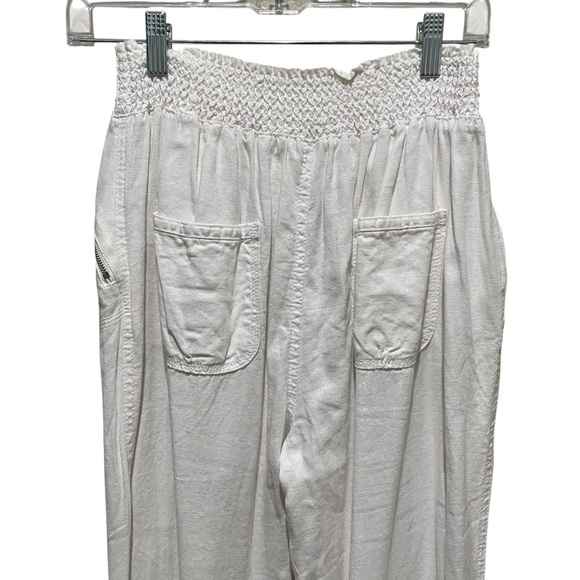 Ci Sono Smocked Waist Linen Blend Pants White Women’s Large - Picture 5 of 8